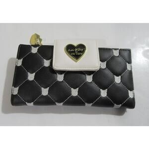 Luv Betsey by Betsey Johnson Flap Closure Bifold Wallet Black & White